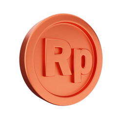 3d coin rupiah bronze icon illustration render