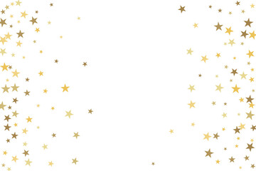 Star confetti. Gold casual confetti background. Bright design pattern.
