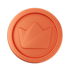 3d coin bronze crown icon illustration render