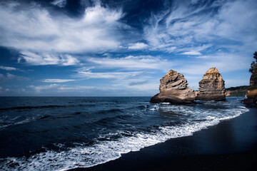 Rock formations on the beach, Procida island, Italy