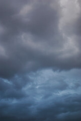 View on blue clouds in rainy weather