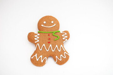 Obraz premium Cookie gingerbread man on white background