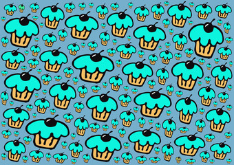 seamless pattern with cupcakes 