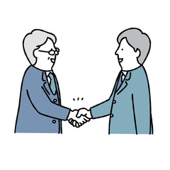 握手をするビジネスマン　交渉成立　上半身　ブルー