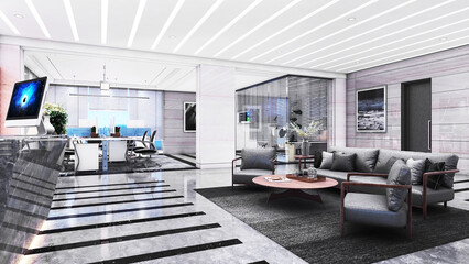 Office Room with Reception design