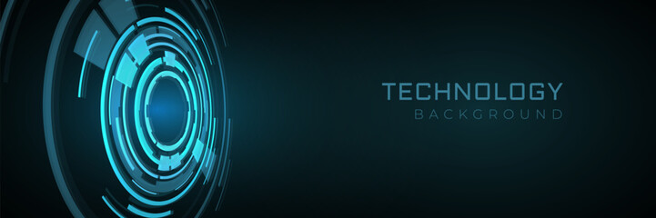 Technology futuristic digital banner with hud element.