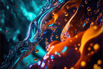 カラフルに発光する液体の背景, Generative AI