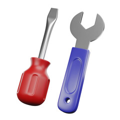 3D Wrench Equipment Maintenance Render Repair Workshop Fix Tool Technology Icon