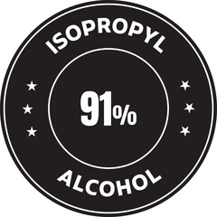 91% Isopropyl Alcohol black and white vector icon Illustration