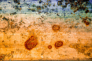 Oxide steel texture for background. Rusty metal panel with streaks of rust. Corrosive and oxidizer board for design.