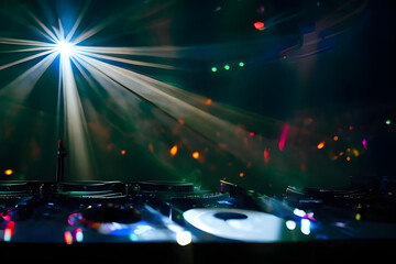 Fototapeta na wymiar Exuberant disco concert more atmospheric with spotlights and party mood. Generative AI