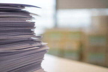 Stack of paper, Document, many jobs waiting to be done on the table, busy concept
