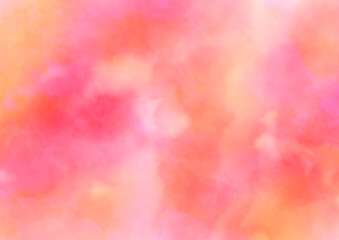 桃のような鮮やかなふわふわしたピンクと黄色の水彩風背景素材
