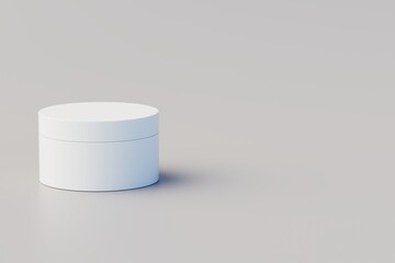 White Plastic Cosmetic Multiple Jars Mockup. 3D Illustration