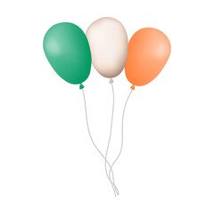 Bundle of three balloons on a string. Air rubber balloons inflated with air or gel on a white background. Can be used to decorate any holiday. Vector illustration.