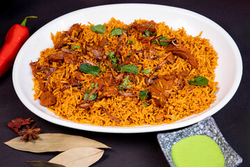 Biryani made using rice and spices