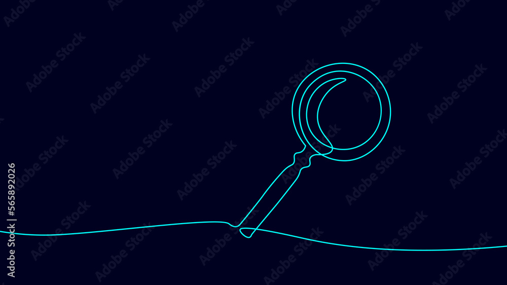 Poster one line continuous magnifier symbol concept. internet search find in page web data analysis. digita