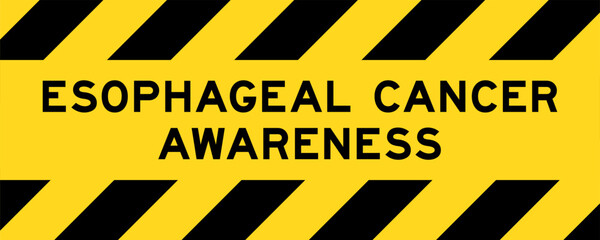 Fototapeta premium Yellow and black color with line striped label banner with word esophageal cancer awareness