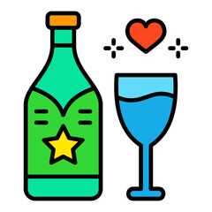 Champagne Filled Line Icon
