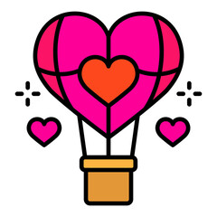 Hot Air Balloon Filled Line Icon