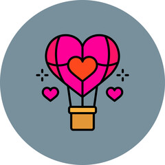 Hot Air Balloon Multicolor Circle Filled Line Icon