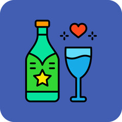 Champagne Multicolor Round Corner Filled Line Icon