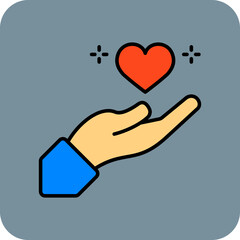 Give Heart Multicolor Round Corner Filled Line Icon