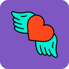 Wings Multicolor Round Corner Filled Line Icon