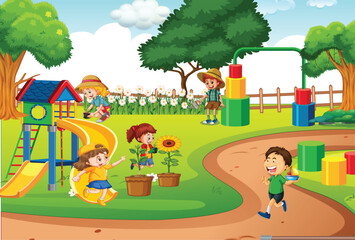 Obraz na płótnie Canvas children playing in the park, kids activity