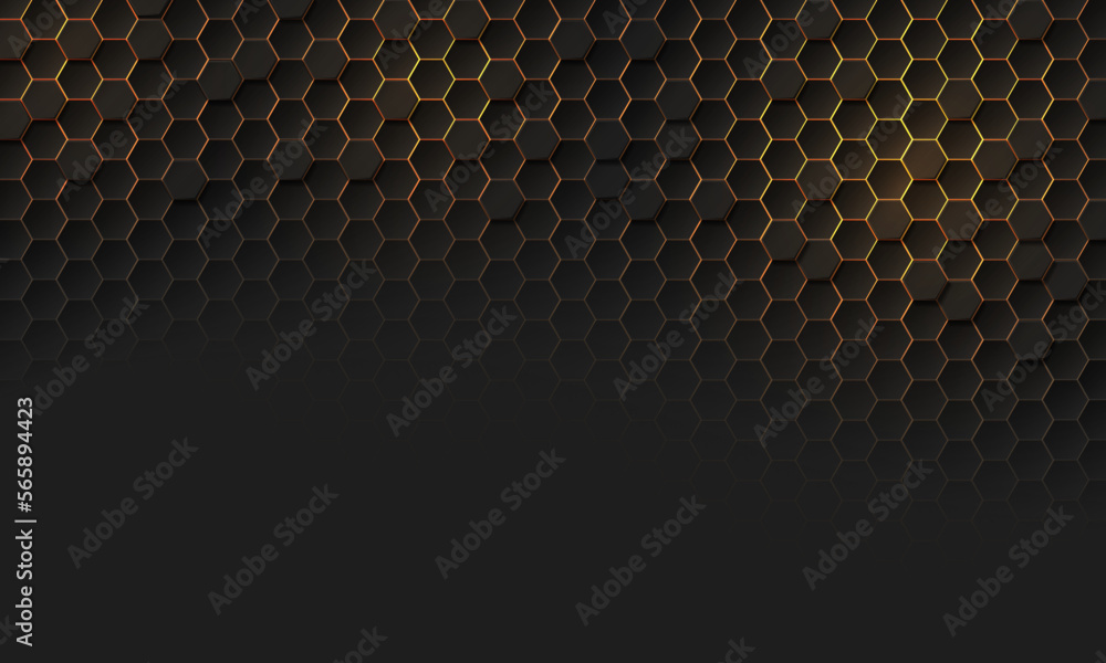 Poster abstract yellow light dark grey hexagon texture 3d geometric pattern with blank space design modern 