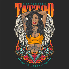 Tattooed Latino girl colorful flyer