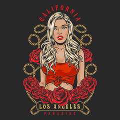 Cool blond woman flyer colorful