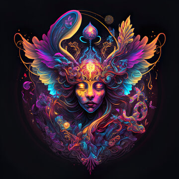 Psychedelic Spiritual Fairy Female Magic Shaman