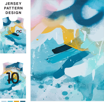 Abstract water color painting concept vector jersey pattern template for printing or sublimation sports uniforms football volleyball basketball e-sports cycling and fishing Free Vector.