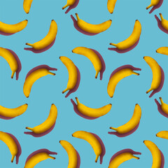 bananas on blue seamless background