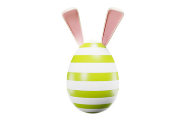 Easter egg with rabbit ears on a white background. Minimalism 3d rendering