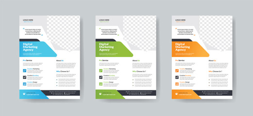 Corporate creative colorful business flyer template design set, abstract business flyer, vector template design or business poster template design