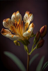 Beautiful Peruvian Lily lilium close-up - generative ai