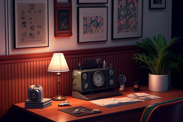 old fashioned study room made with generative ai, business