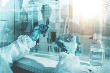 Doctor in the laboratory analyzes samples for scientific research