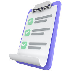 3d clipboard icon, for UI, poster, banner, social media post. 3D rendering