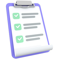 3d clipboard icon, for UI, poster, banner, social media post. 3D rendering