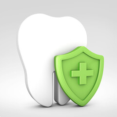 Dental protection 3d isolated on white background. Organ protection concept. 3d Rendering