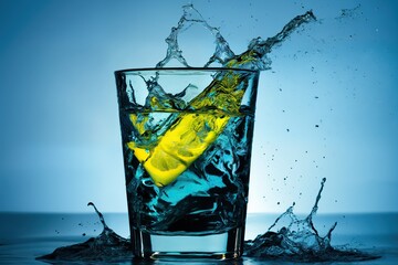 cocktail with lemon, splash, Generative AI