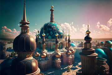 Obraz premium project, future city design, fantasy city. AI