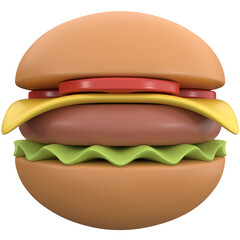 3d burger icon, for UI, poster, banner, social media post. 3D rendering