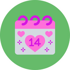 Valentines Day Multicolor Circle Flat Icon