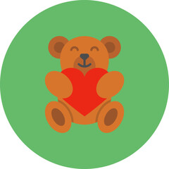 Bear Multicolor Circle Flat Icon