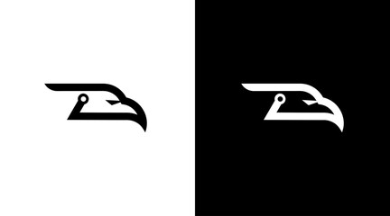 Eagle head logo technology transportation business monogram black white icon Designs templates