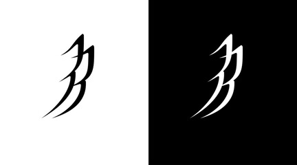 Wings logo monogram bb letter initial black and white icon illustration style Designs templates